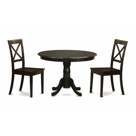 East West Furniture 3 Piece Kitchen Table Set-Table and 2 Dining Chairs HLBO3-CAP-W